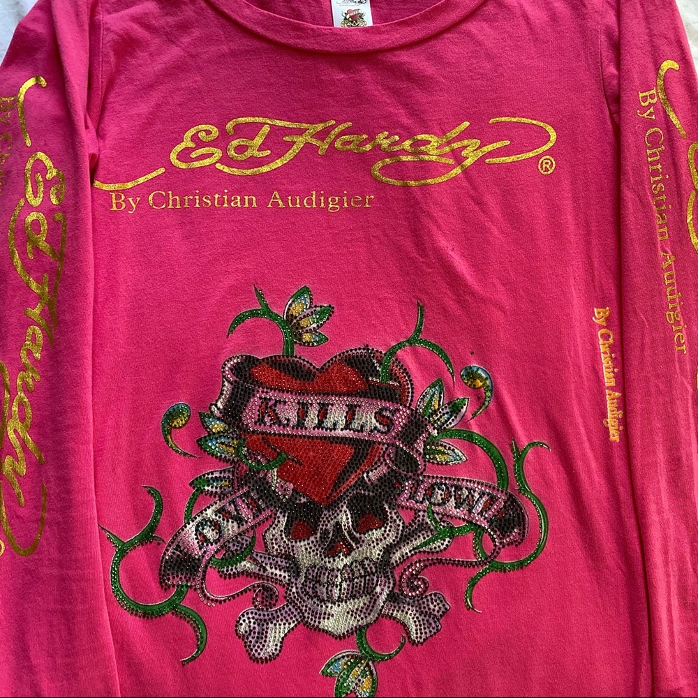 hot pink ed hardy long sleeve